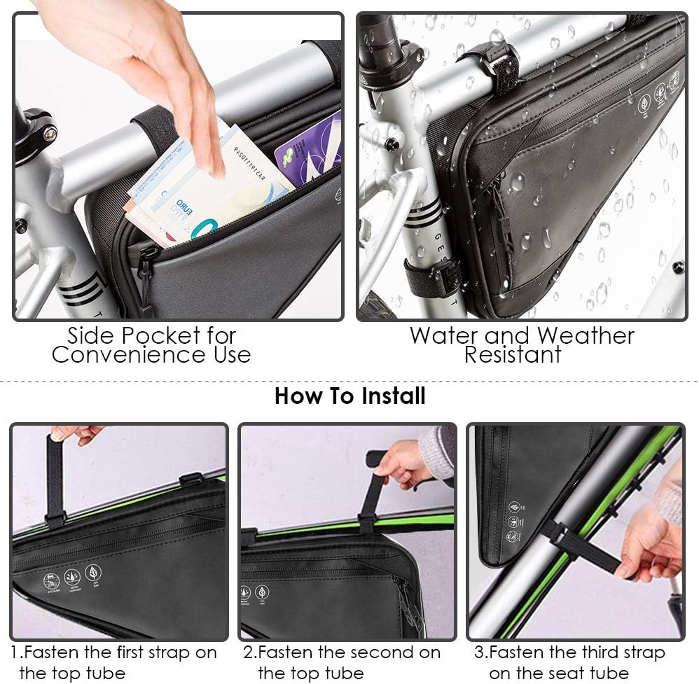 WOTOW Bike Frame Storage Bag, Water Resistant Reflective Bicycle Triangle Bag - Image 6
