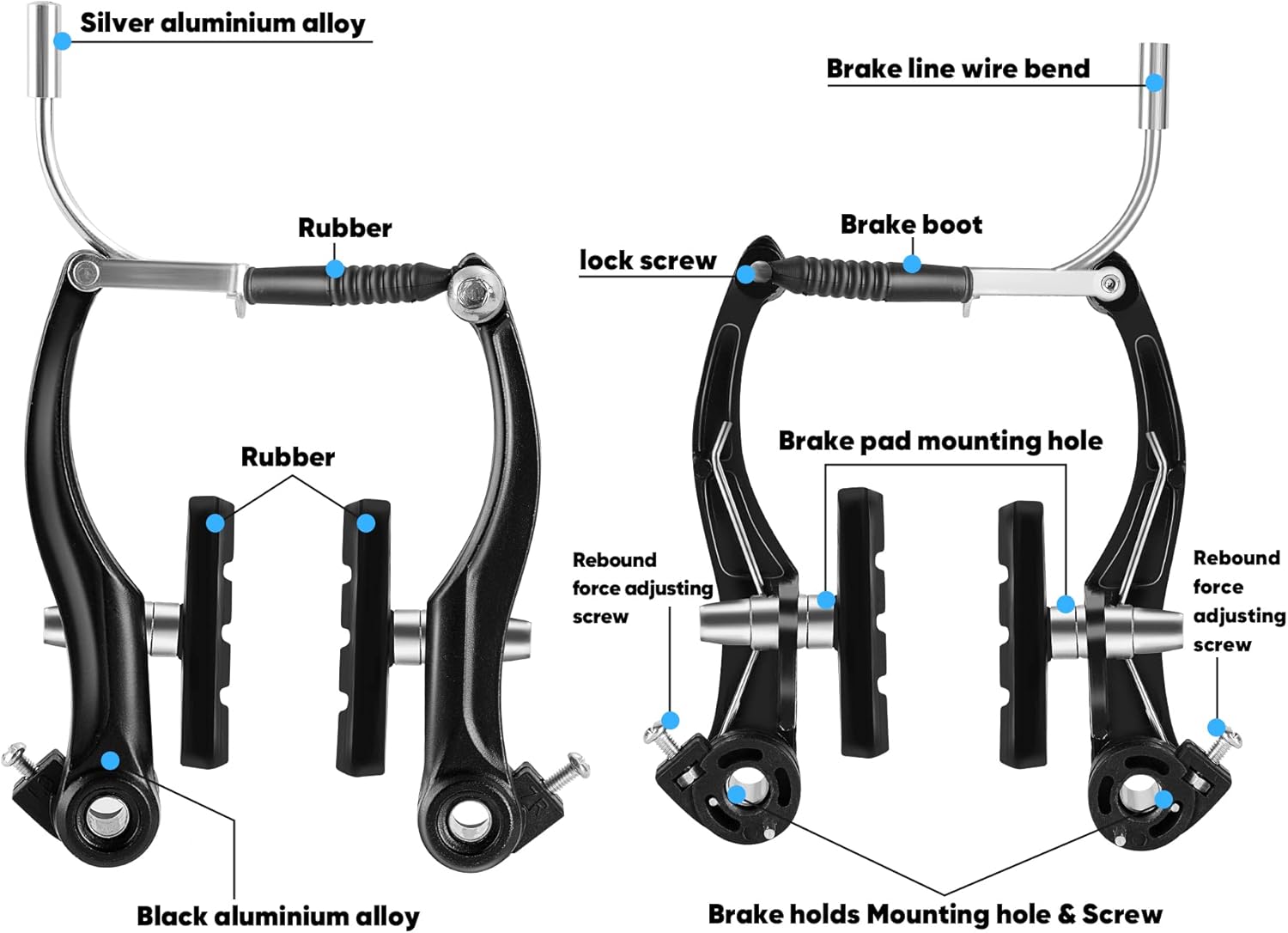 V-Type Bike Brake Set, Complete Universal Bike Front and Rear MTB Brake, Bicycle - Image 4
