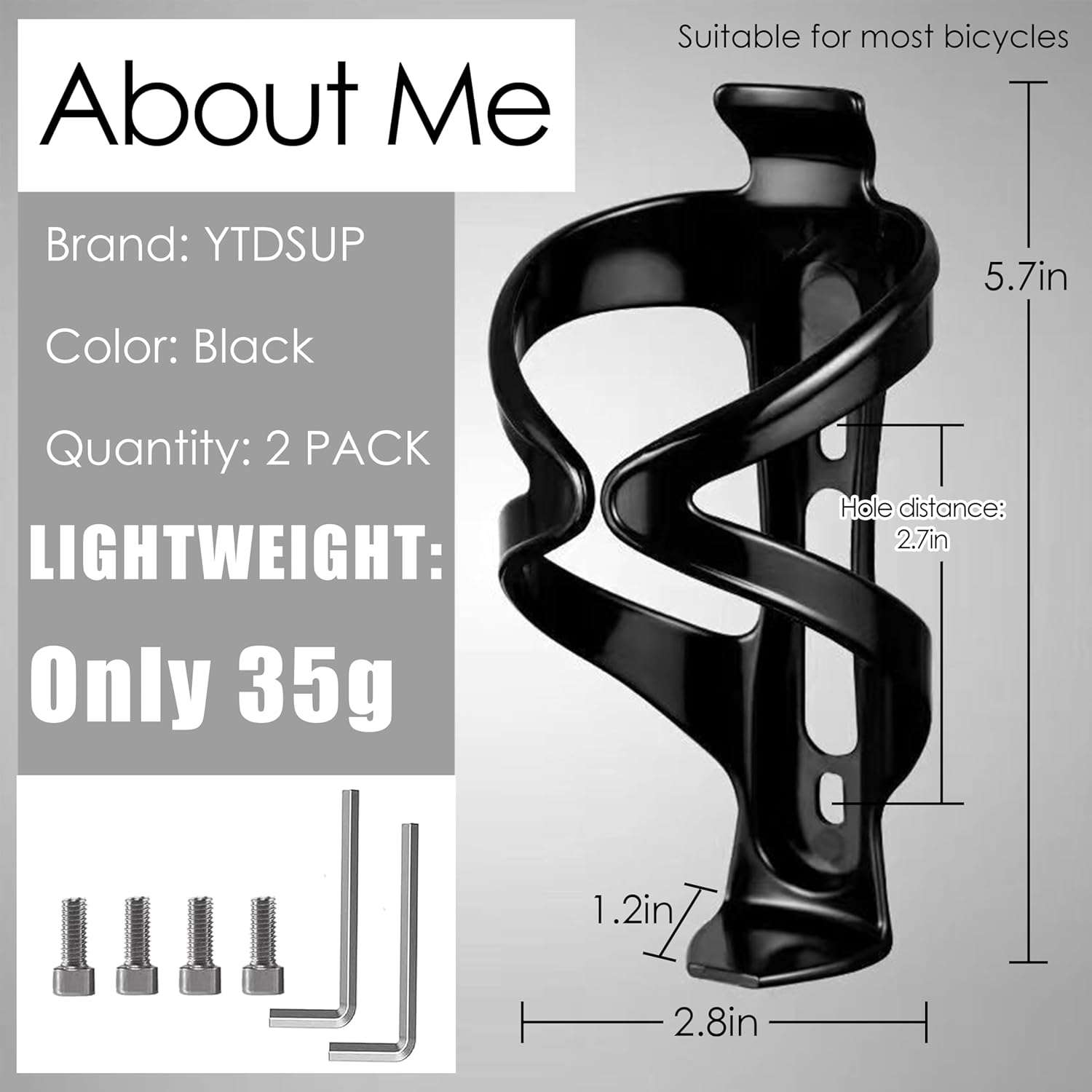 Bike Water Bottle Holders 2 Pack, Universal Bikes Cup Holders Cages, Ultra-Light - Image 5