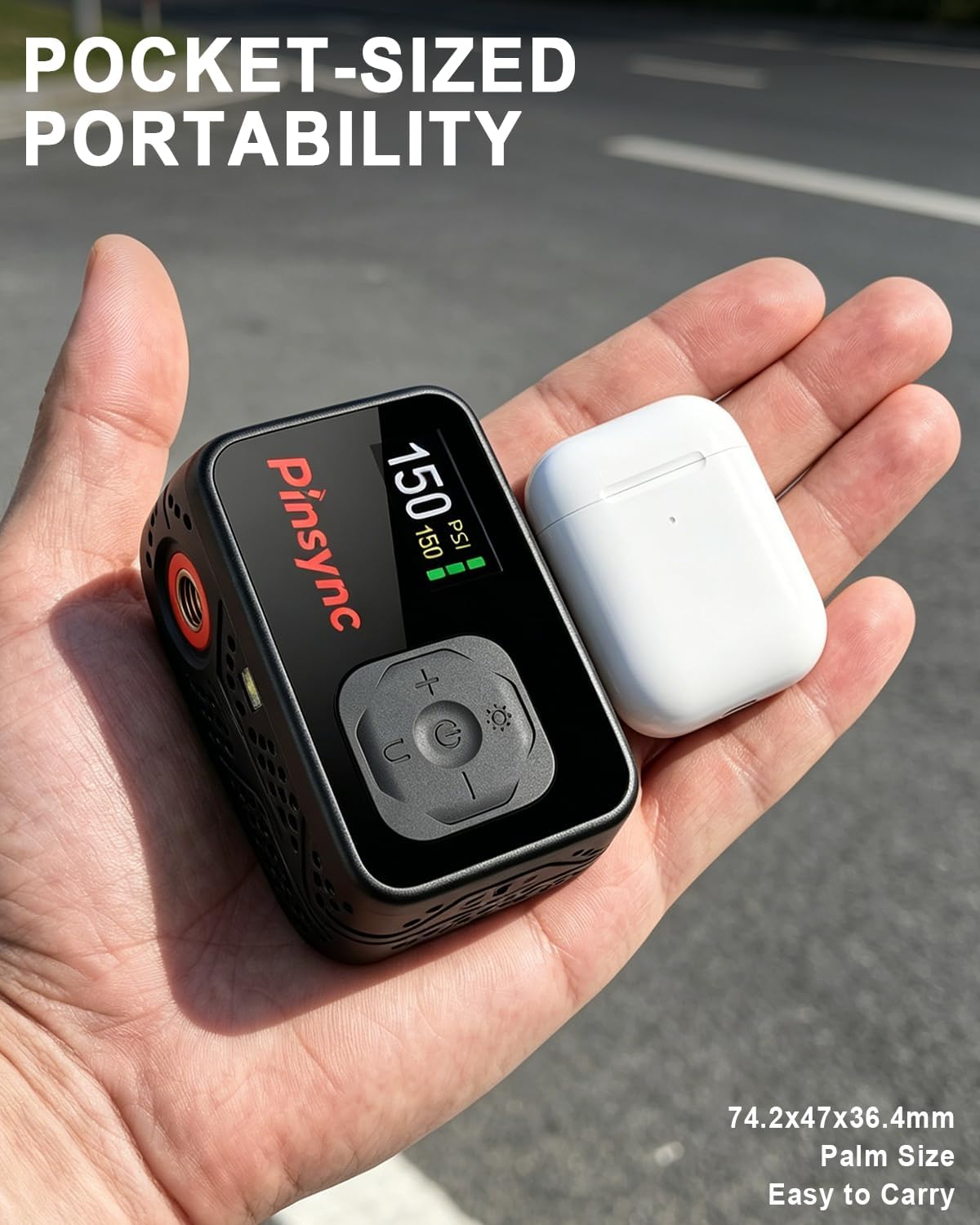 Mini Electric Bike Pump, 17S Fast Inflate 150PSI Portable Tire Pump - Image 4