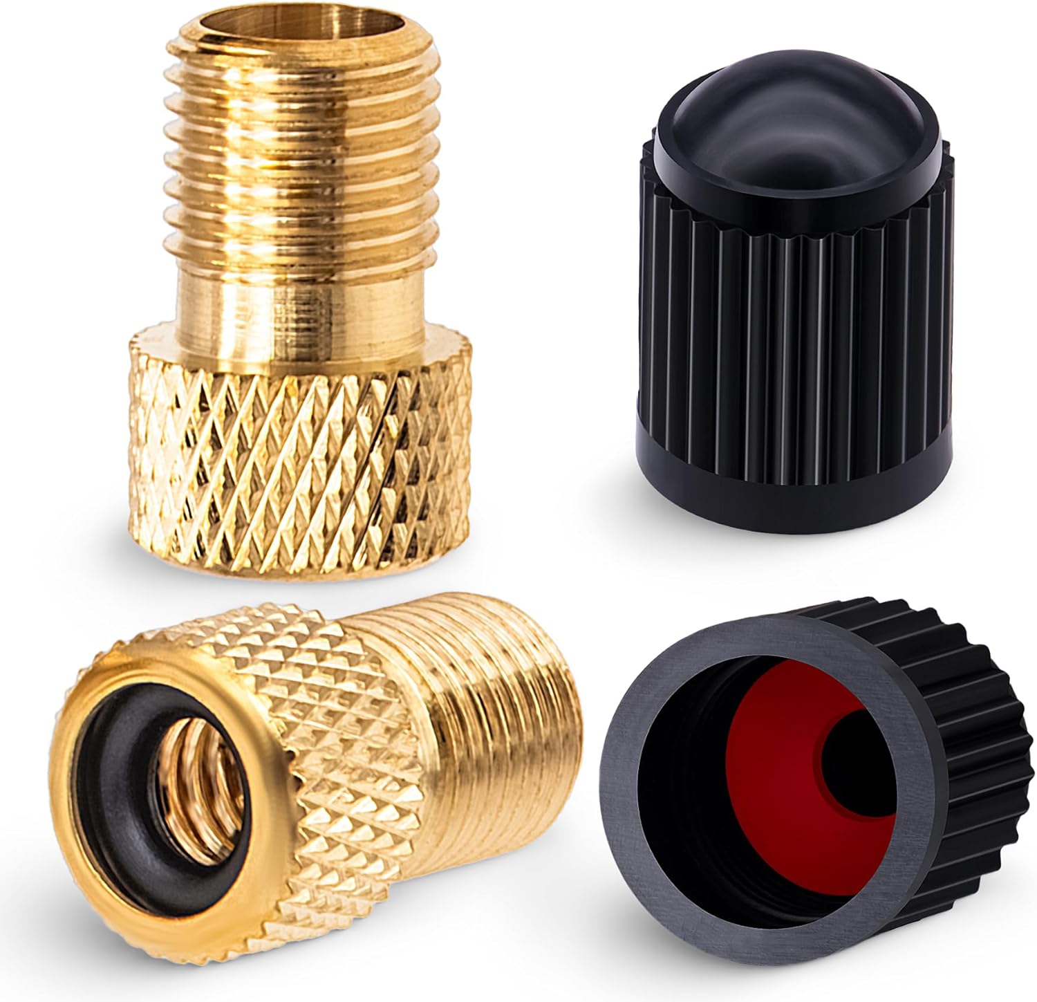 2PCS Brass Presta Valve Adapter, Convert Presta to Schrader Adaptor, Inflate