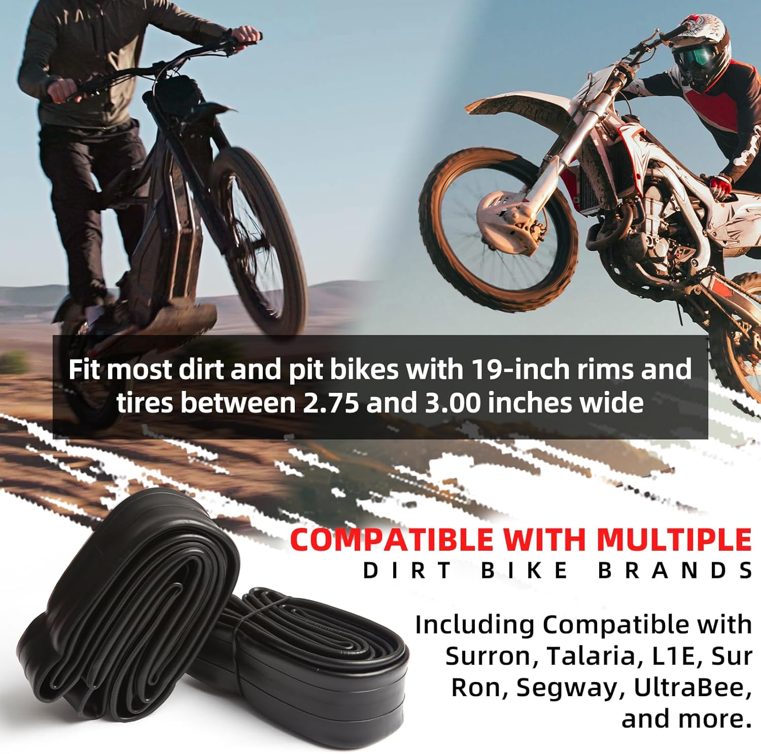 AR-PRO (2-Pack) 2.75/3.00-19" Heavy Duty Dirt Bike Inner Tubes with TR4 Valve - Image 3