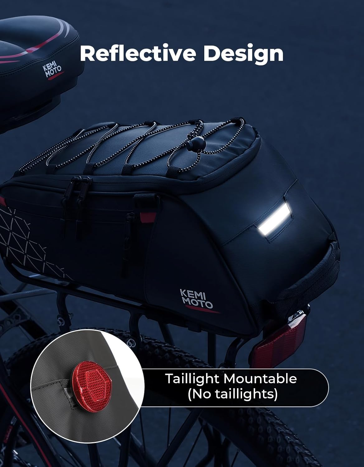 KEMIMOTO 8L Bike Bag with 6L Removable Cooler Bag, Bike Rear Rack Bag PVC Water - Image 3