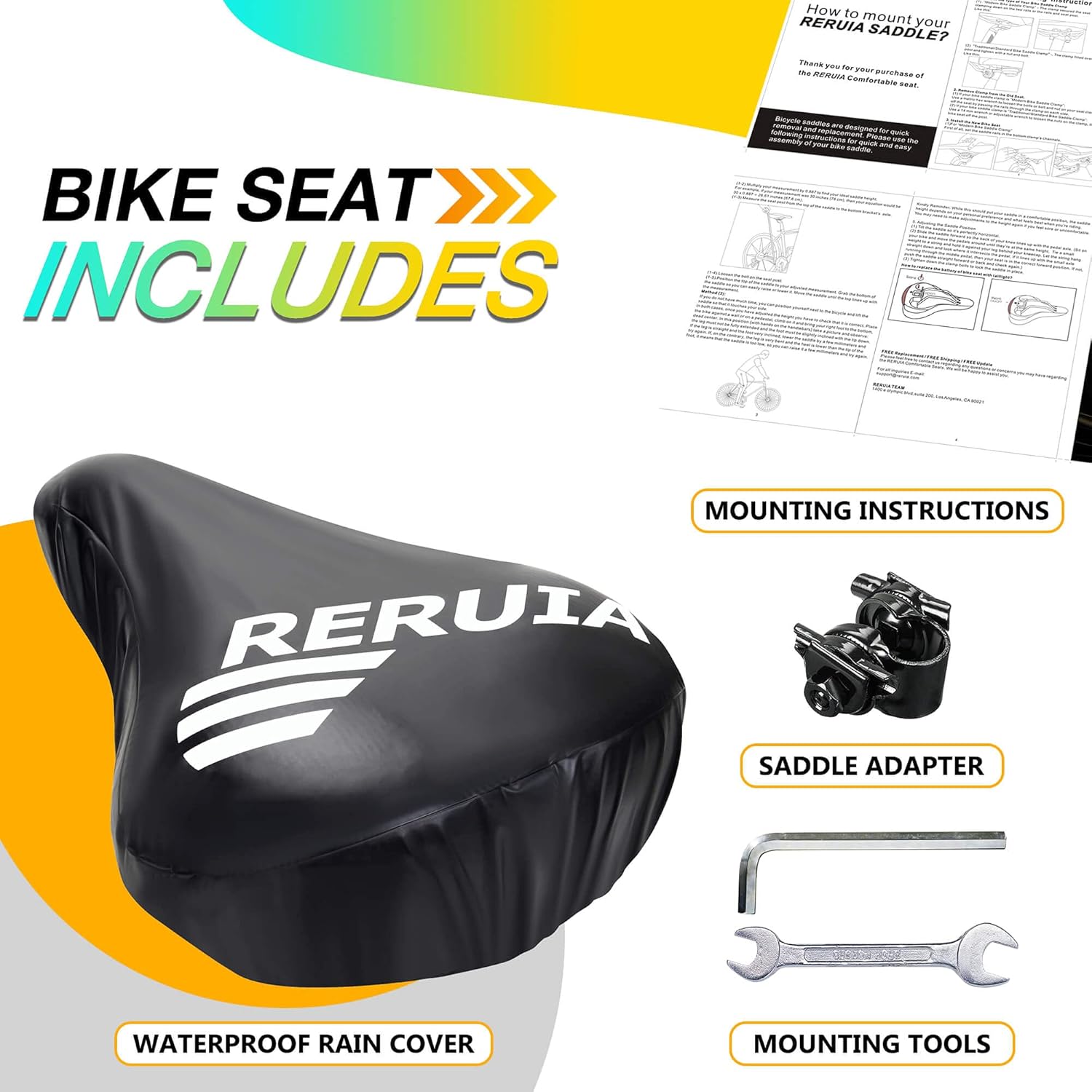 Large Comfortable Bike Seat Wide Saddle Shock Absorbing - Oversized Memory Foam - Image 7