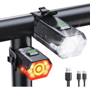 WOCBUY Bike Lights, 3+6 Modes Bike Lights Front and Back with Side Warning Light