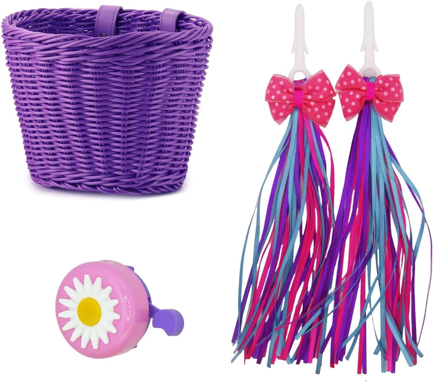 Kids Bike Basket Set,Girl Bike Basket Handwoven,Bike Baskets for Kids,Install