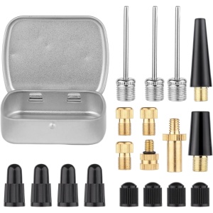 19pcs Bicycle Valve Adapter Set for Presta Schrader, Brass Bike Tire Valve