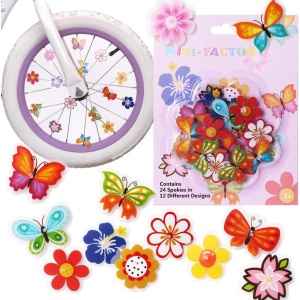 Bike Wheel Spoke Decorations – 24 Clip-On Flower & Butterfly Accessories