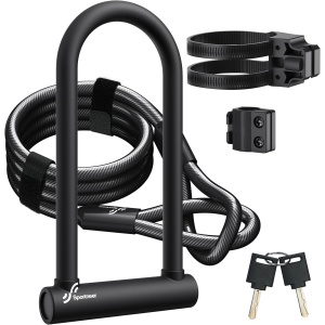Sportneer Bike Lock: 18mm Heavy Duty Bike U Lock 11.5''x6.25'' Plus Size