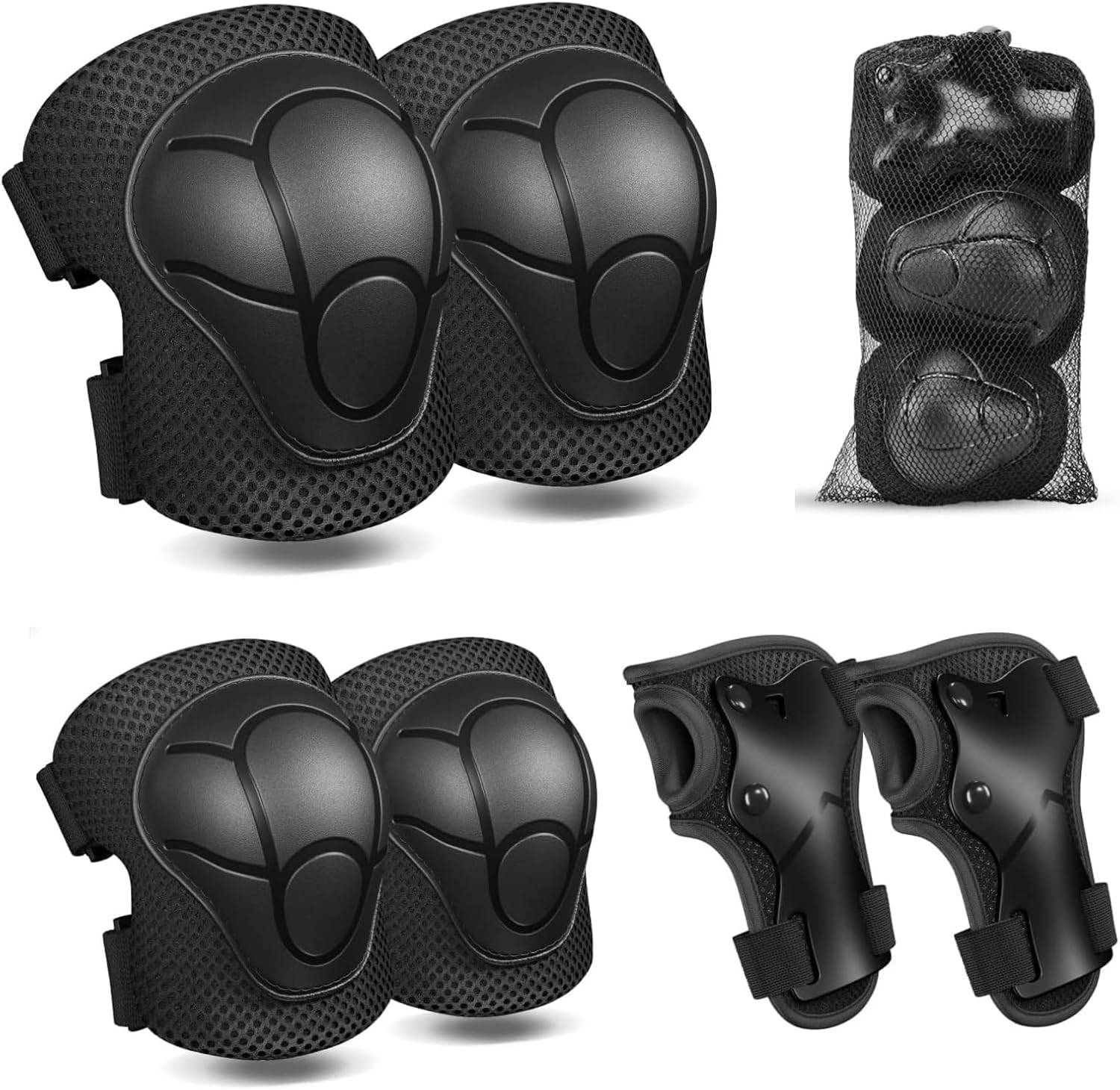 Kids Sports Protective Gear Set,6 PCS Wrist Guard Knee Elbow Pads for Children