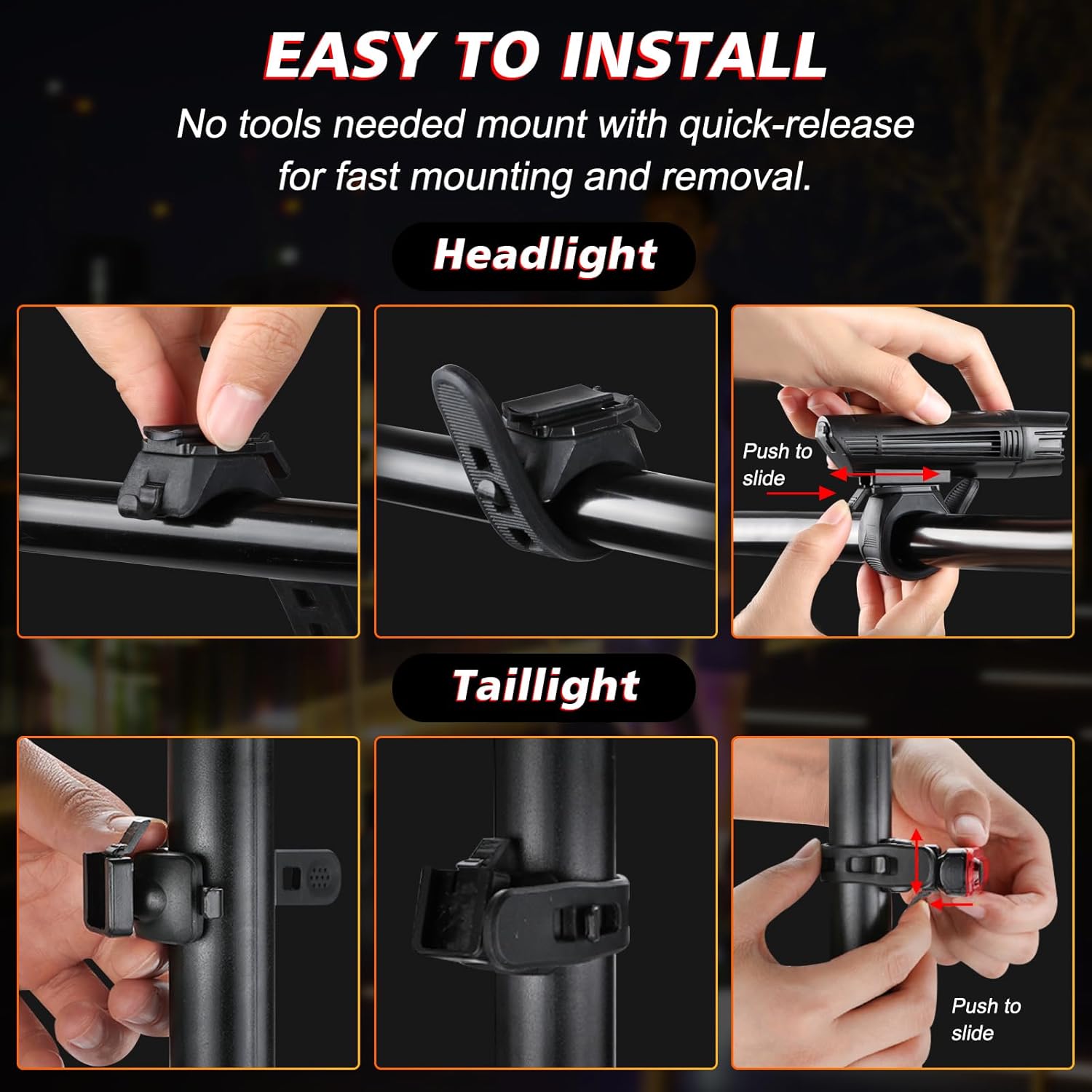 Ascher Ultra Bright USB Rechargeable Bike Light Set, Powerful Bicycle Front - Image 9