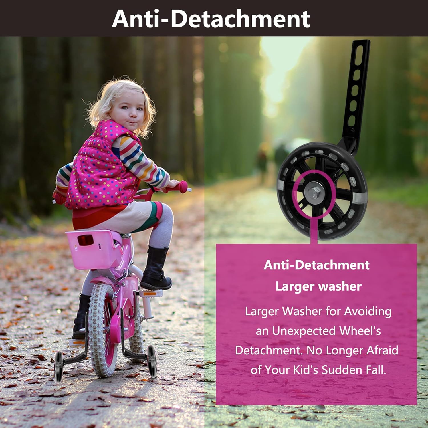 DDJKCZ Training Wheels Flash Mute Big Wheel Compatible for 12 14 16 18 20 inch - Image 2