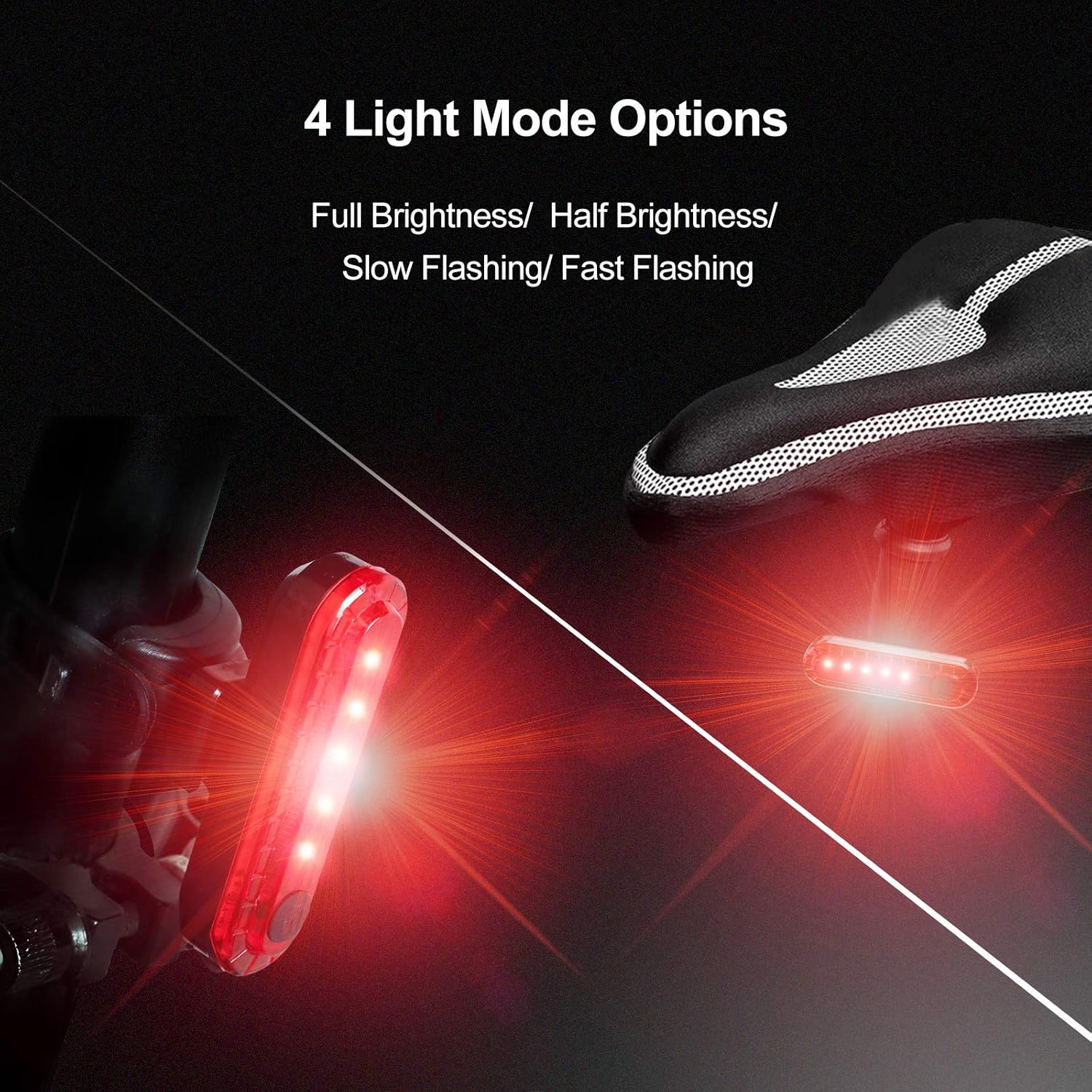 Ascher USB Rechargeable LED Bike Tail Lights 2 Pack, Bright Bicycle Cycling Rear - Image 4