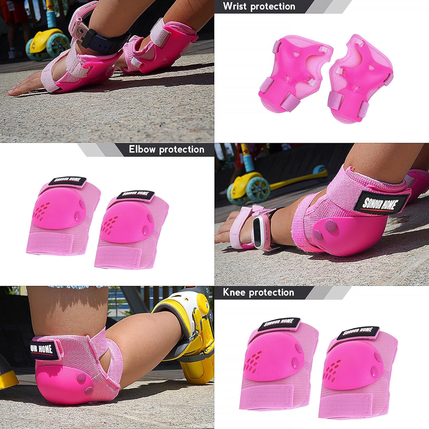 Kids/Youth Knee Pads Elbow Pads Wrist Guards 3 in1Protective Set, for 3-15 Years - Image 3