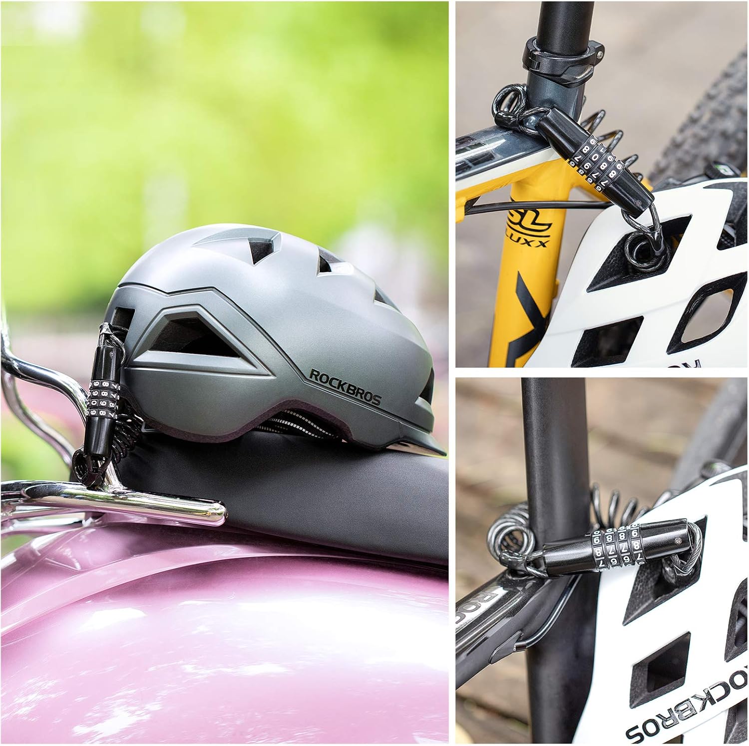 ROCKBROS Motorcycle Helmet Lock, Bike Helmet Lock, 4 Digit Little Cable Lock - Image 6