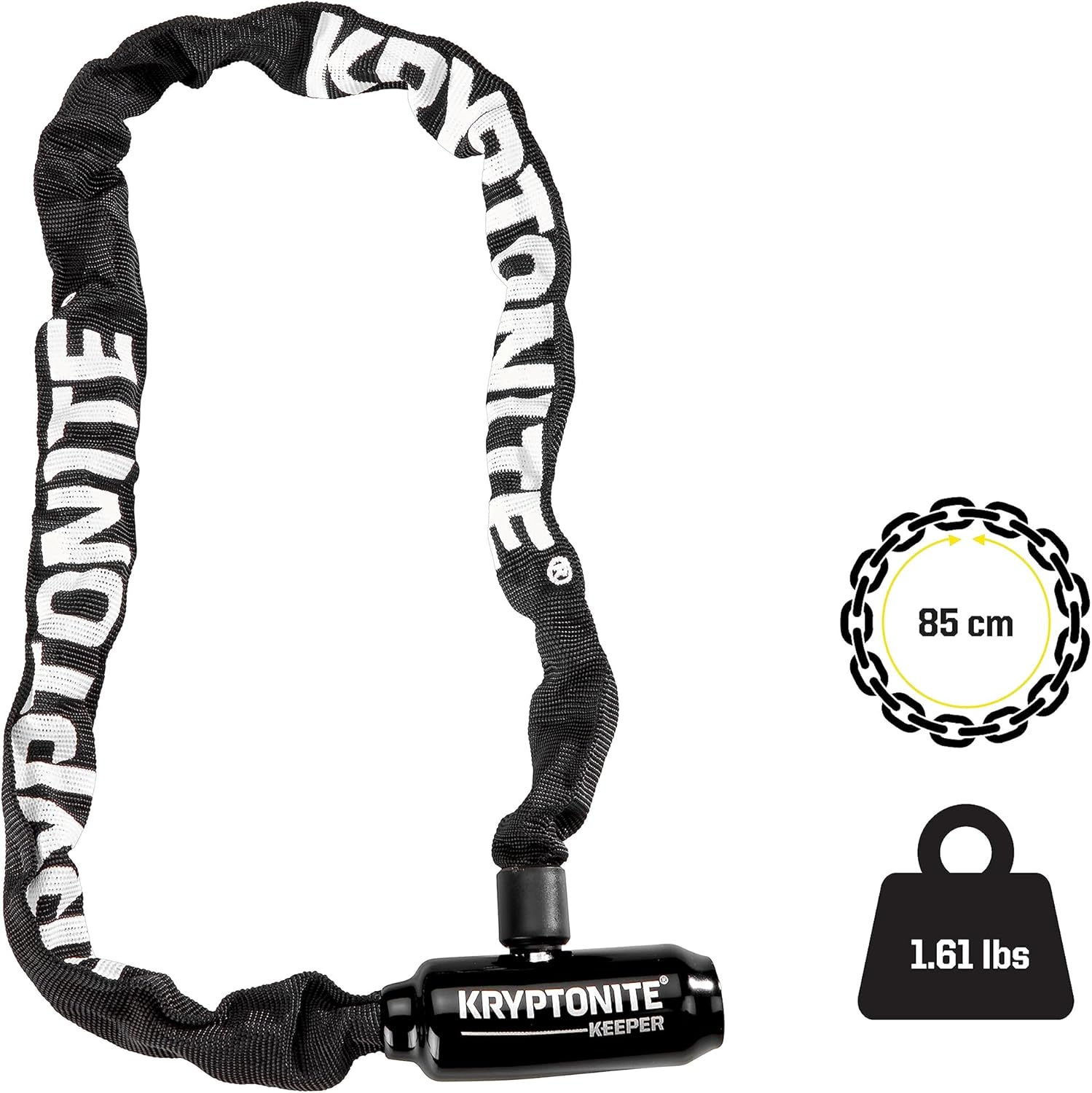 Kryptonite Keeper 585 5mm Chain Bicycle Lock, Black, 5mm x 85cm - Image 3