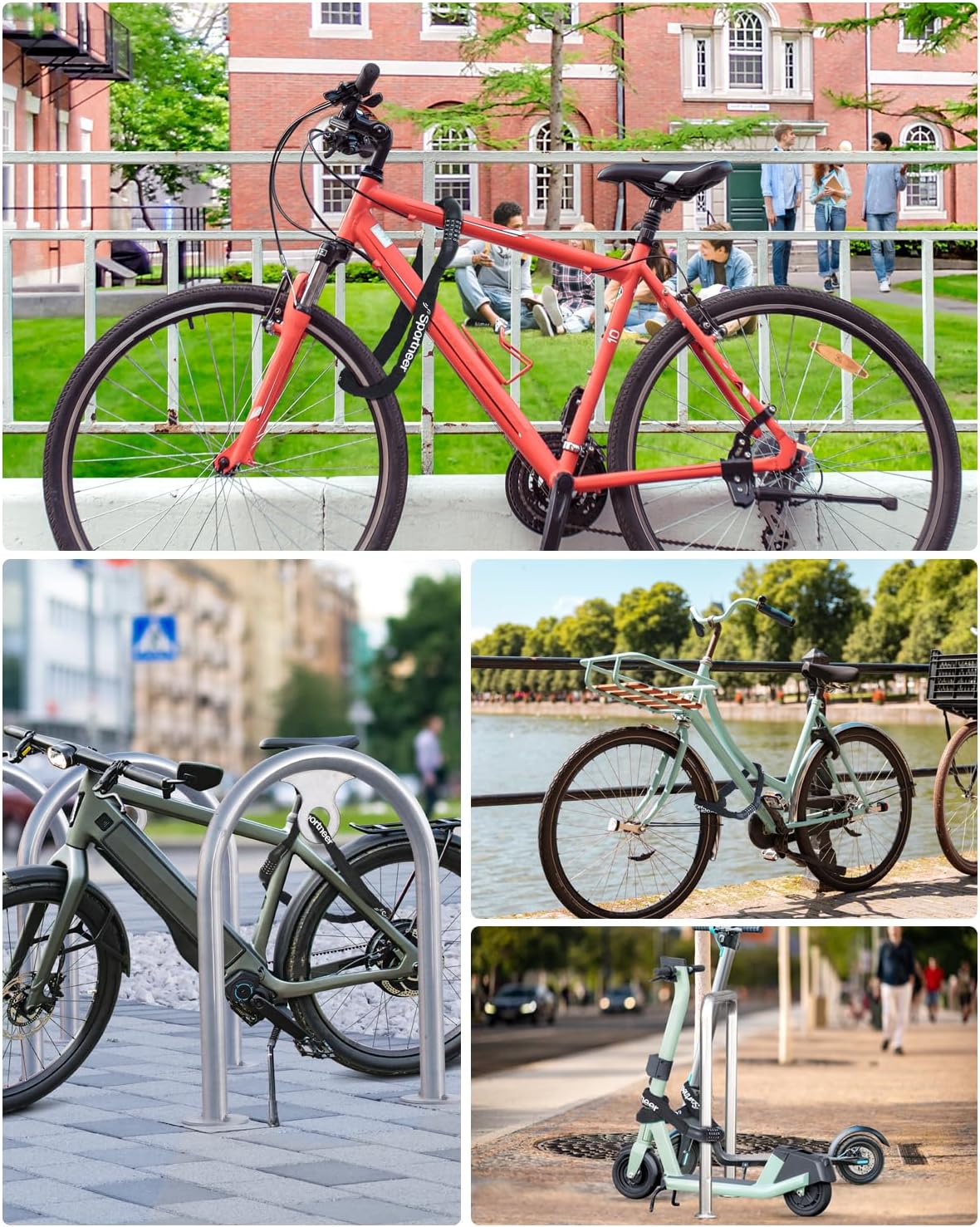 Sportneer Bike Lock: Heavy Duty 5-Digit Resettable Combination Bicycle Lock - Image 8