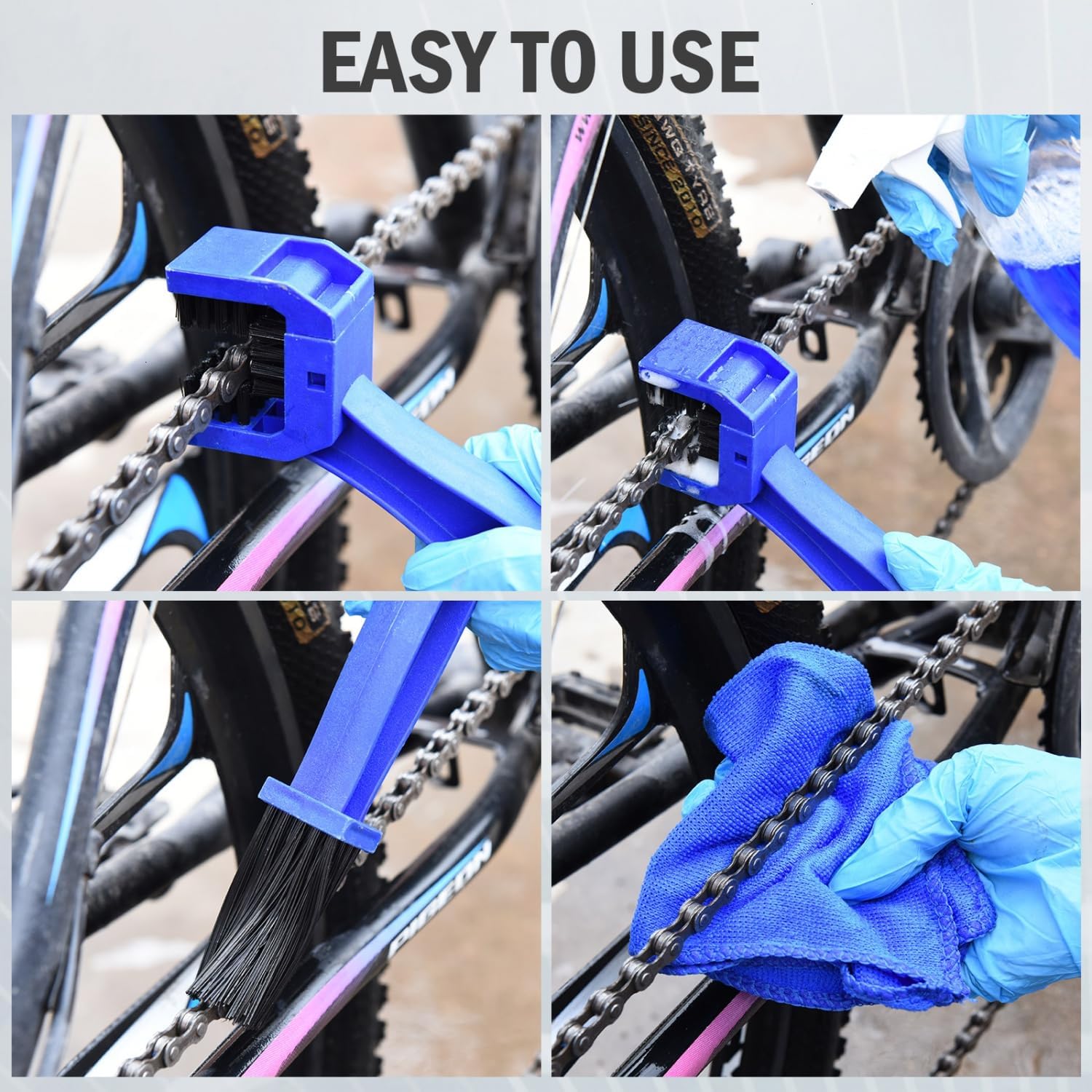 Bike or Motorcycle Chain Washer, Cleaning Brush 2 Pcs (Color, Blue and Red) - Image 7