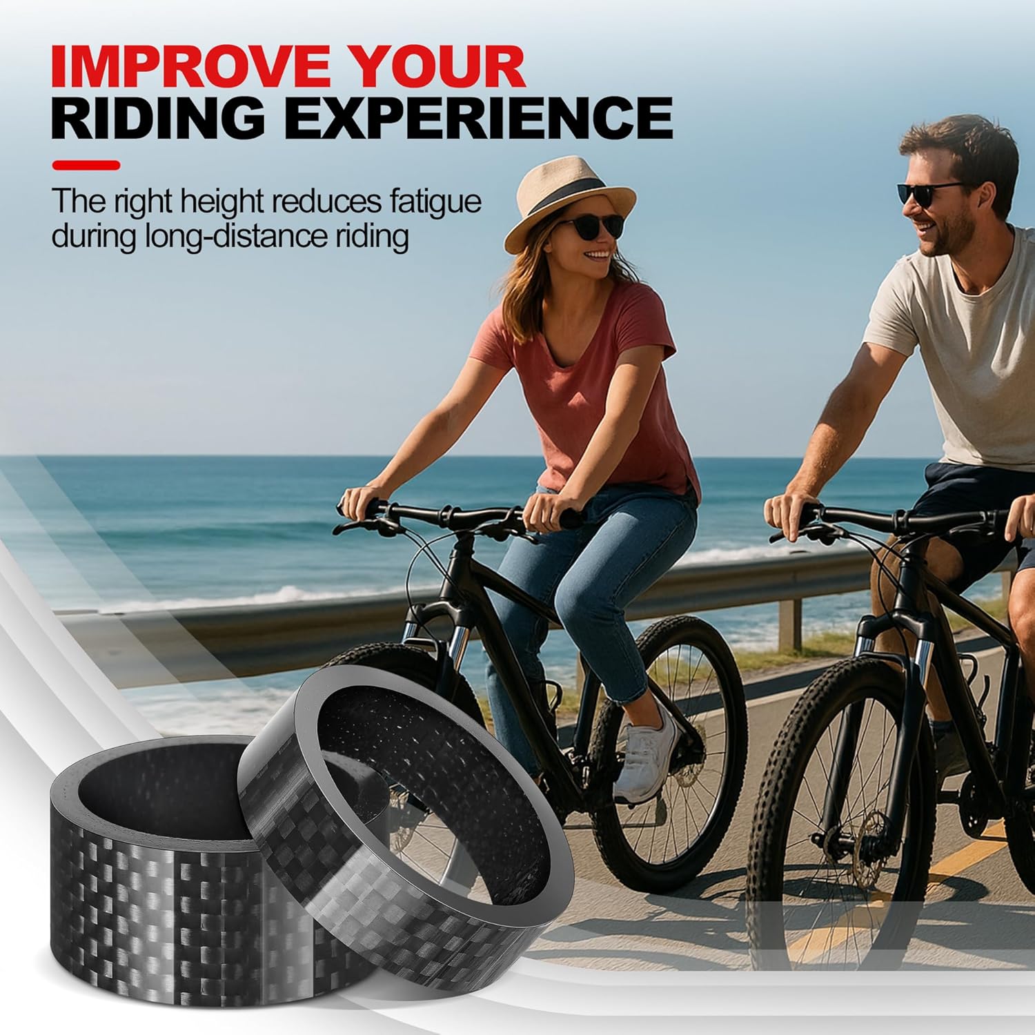 12 PCS Carbon Fiber Bike Headset Spacers, Bike Stem Spacers 1 1/8 Inch, 6 Sizes - Image 7