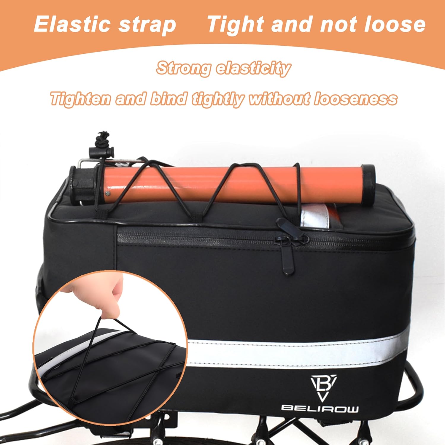 Bike Rear Rack Bag with Rain Cover, 15L Reflective Waterproof Bike Rack Backpack - Image 4