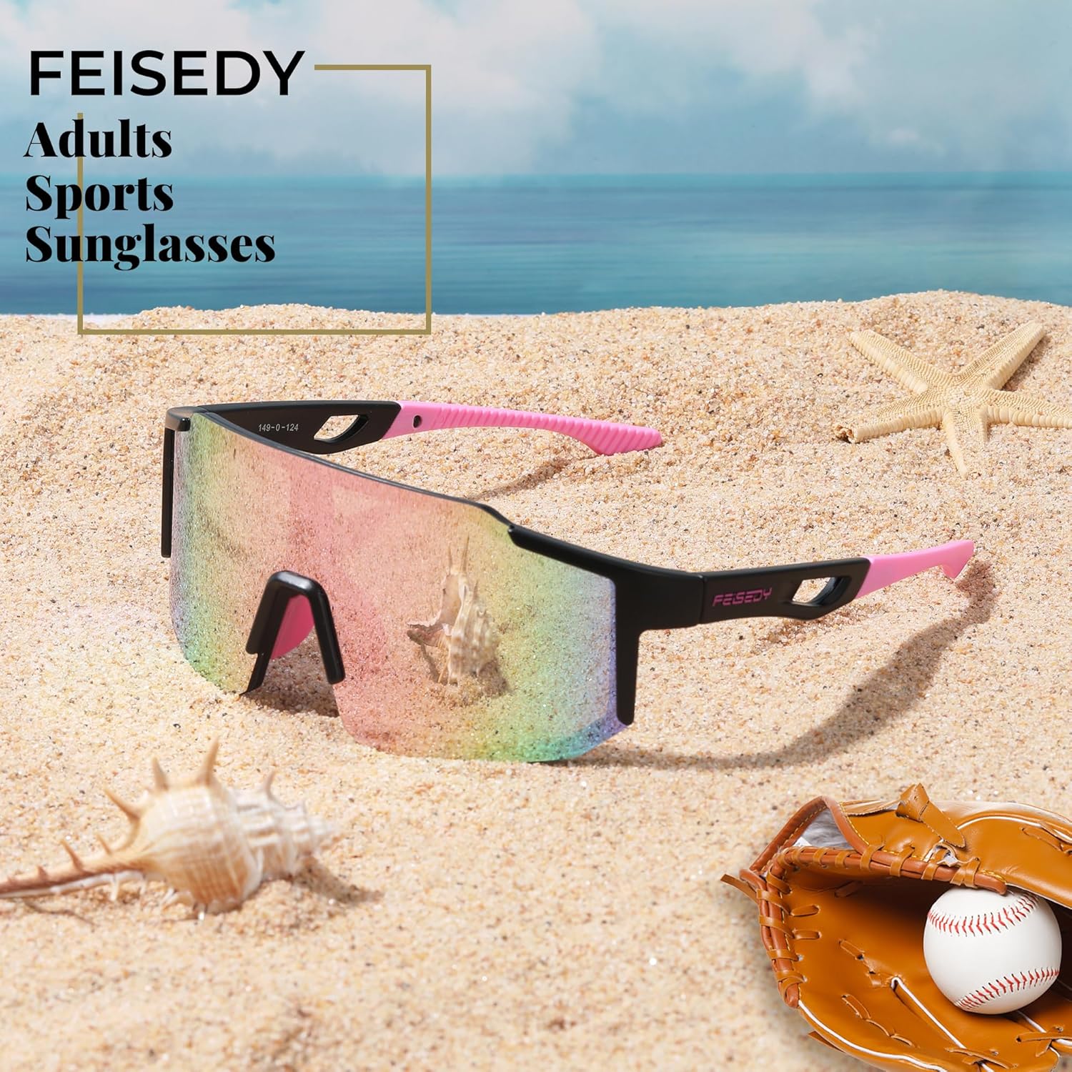FEISEDY Sports Sunglasses for Men, Women and Teens - Baseball, Biking, Cycling - Image 3