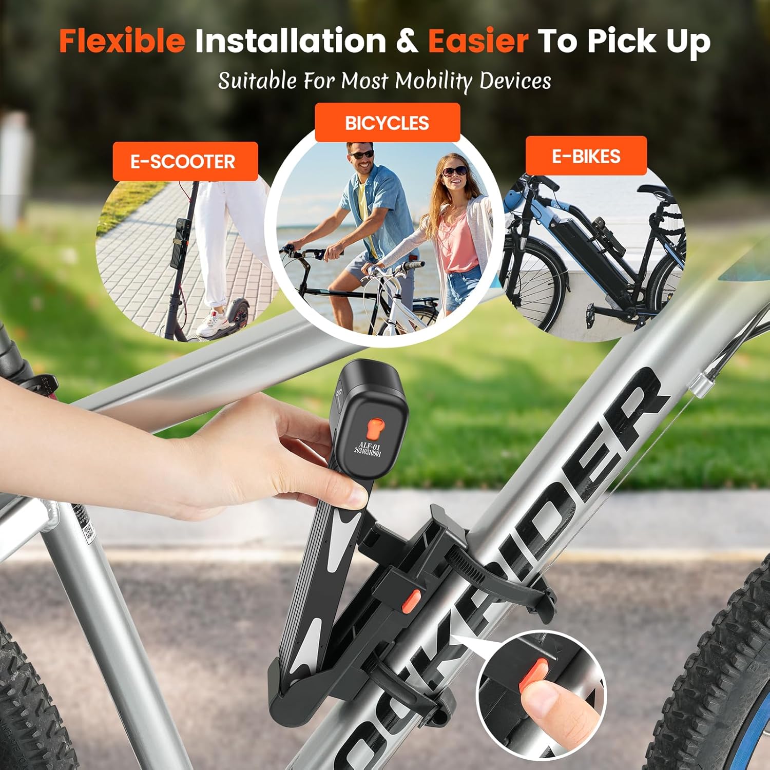 Sportneer Folding Bike Lock: 100cm/39.4in Art Certified Foldable Heavy Duty - Image 4