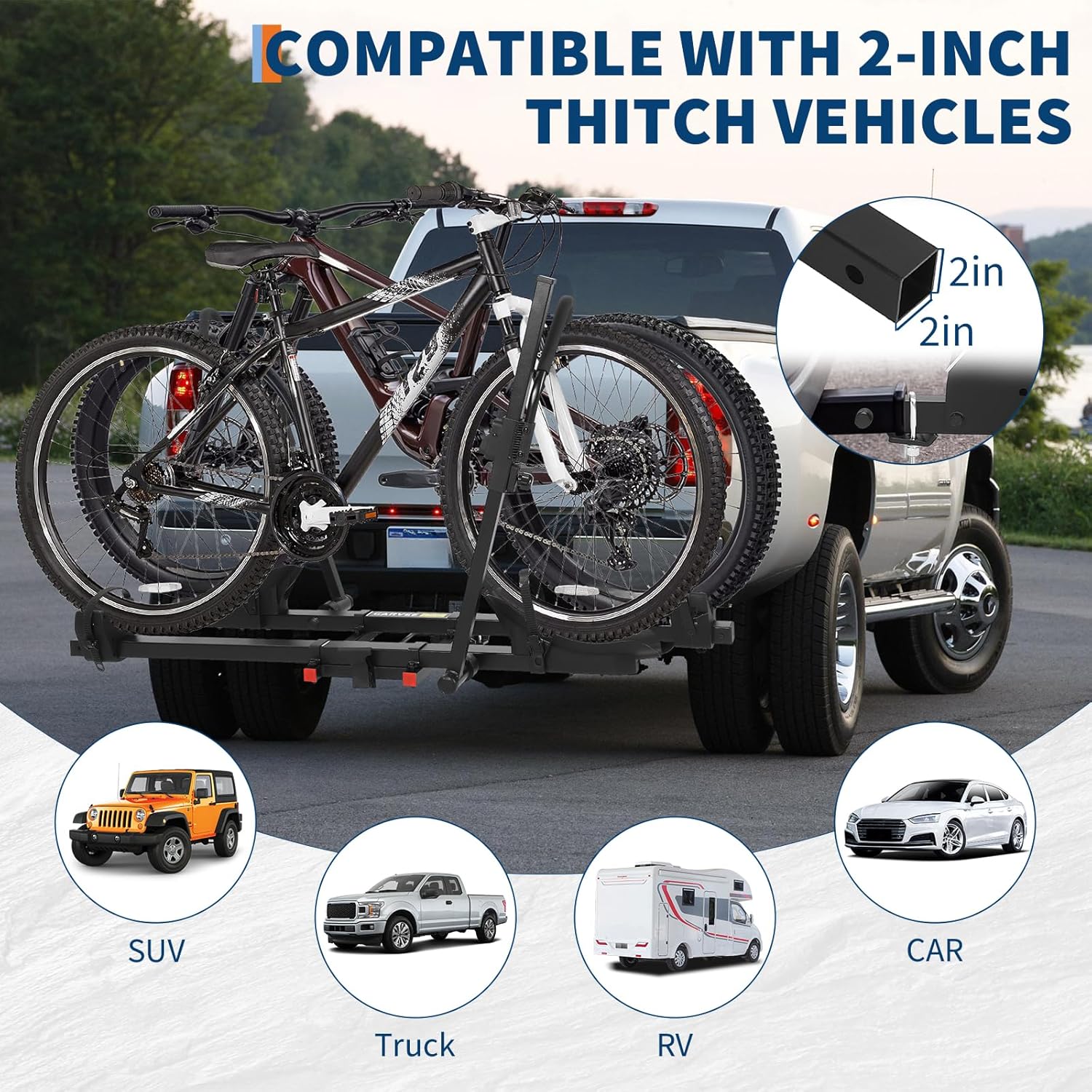 E-Bike Rack for 2-Bike, 200lbs Heavy Duty Hitch Mount Bike Carrier with - Image 6