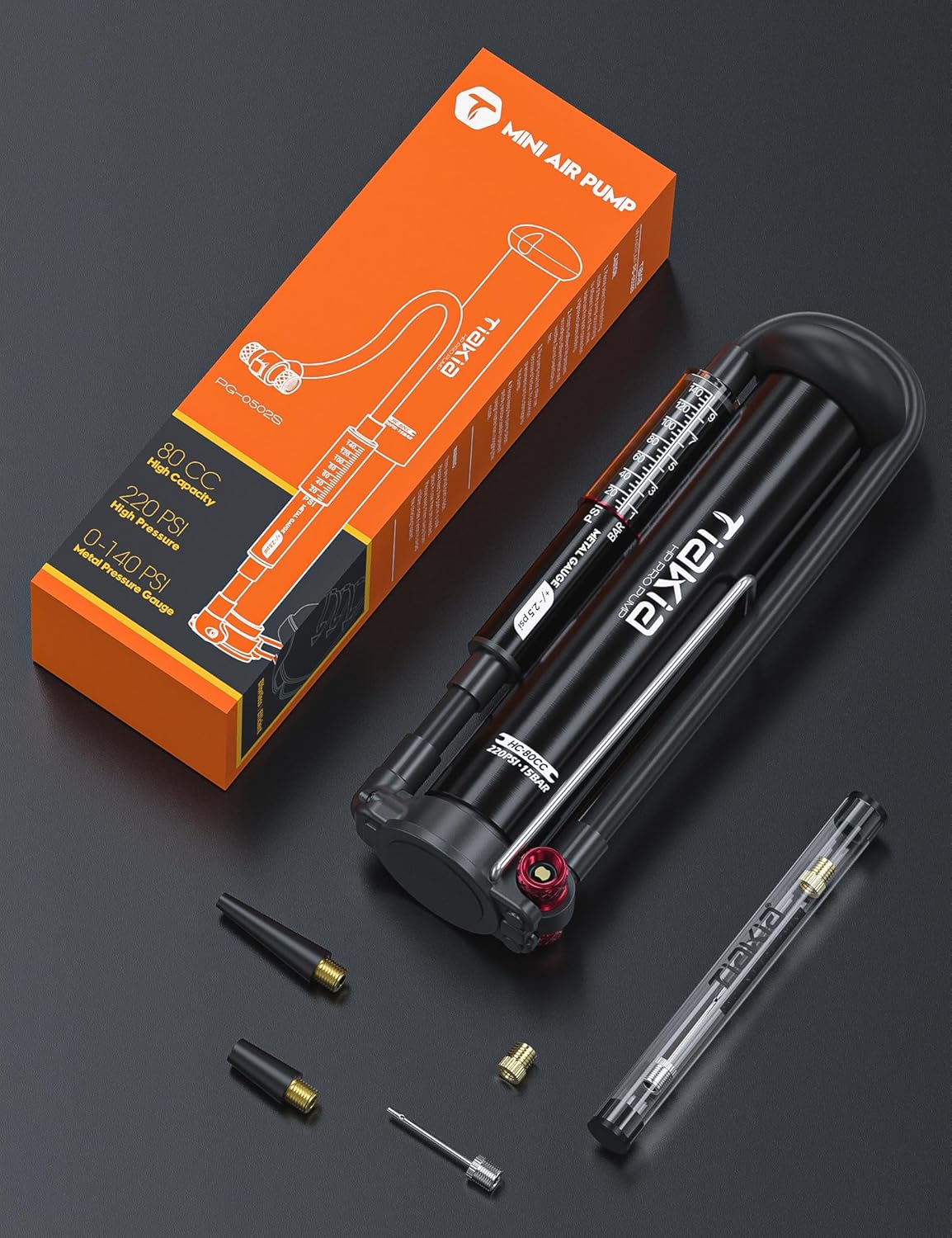 Tiakia Bike Floor Pump with Gauge High Pressure Portable Bike Pump High Volume - Image 7