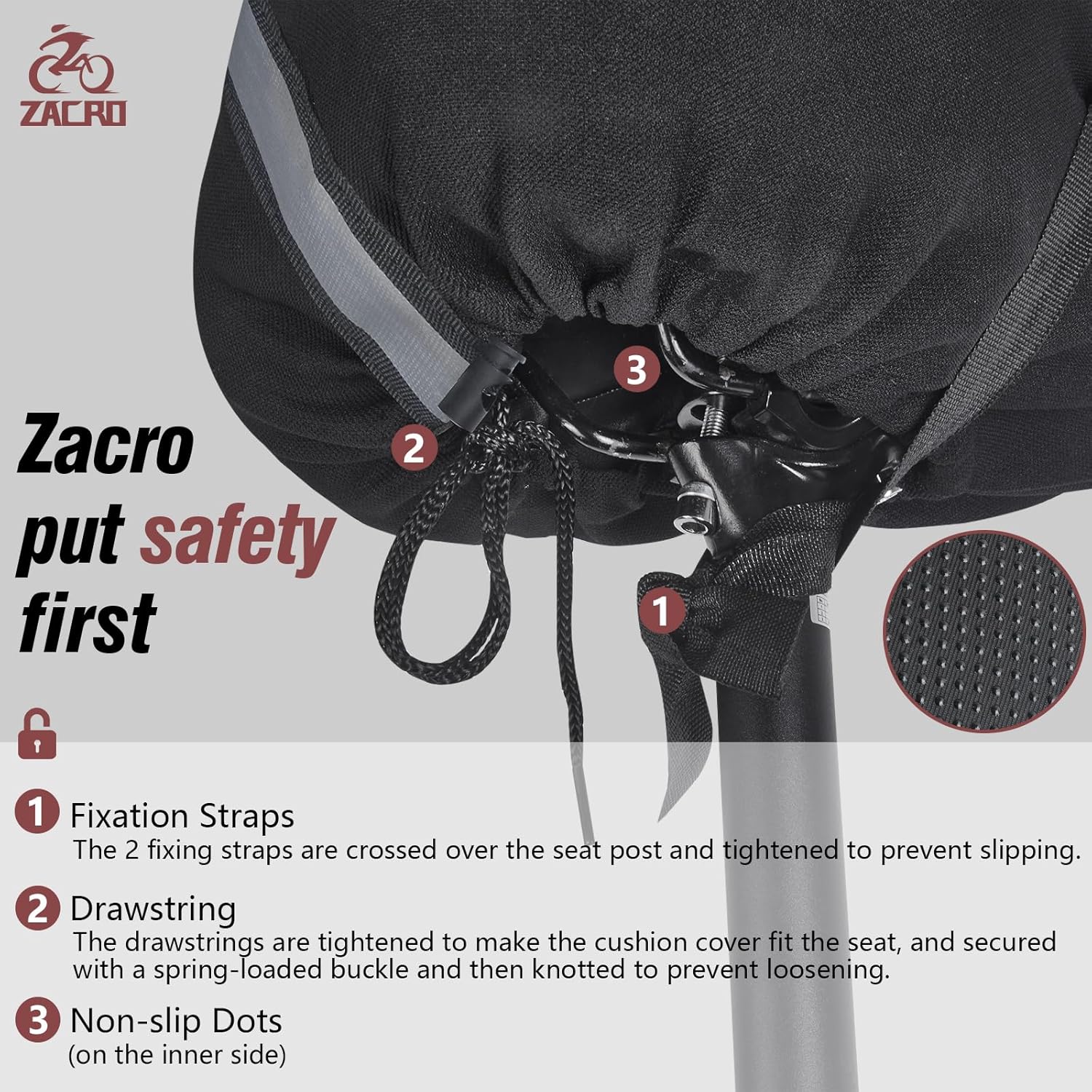 Zacro Wide Bike Seat Cushion, Gel Padded Bike Seat Cover for Men Women Comfort - Image 4