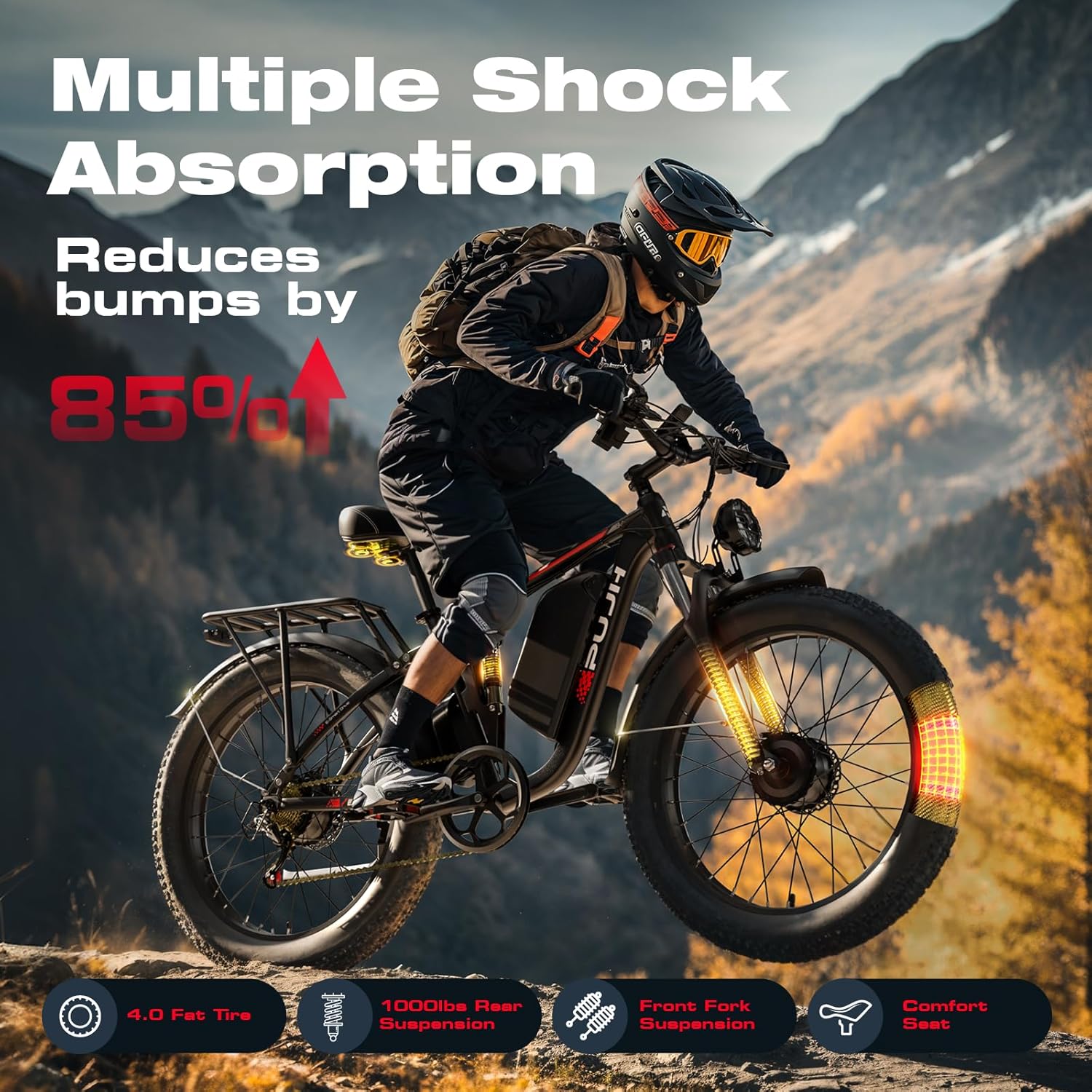 Electric Bike, 52V 25Ah 4000W Dual Motors, 24" Fat Tires Adult, 38mph - Image 4
