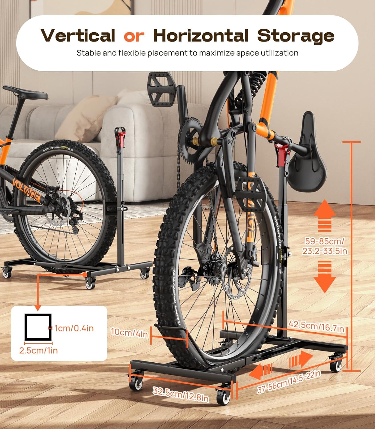 Housolution Vertical Bike Stand with Wheels up to 29", Adjustable Height, No - Image 3