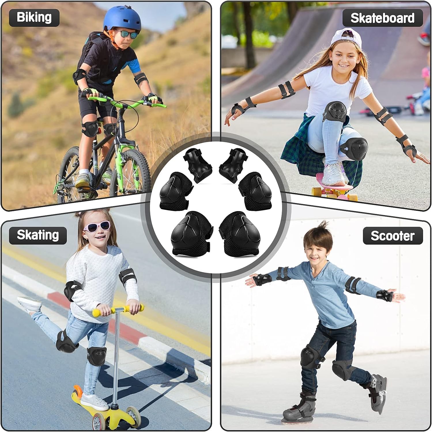 Kids Sports Protective Gear Set,6 PCS Wrist Guard Knee Elbow Pads for Children - Image 7