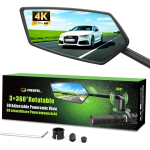 RBRL Bicycle Mirror, 3D Adjustable for Panoramic View, 360° Rotatable &