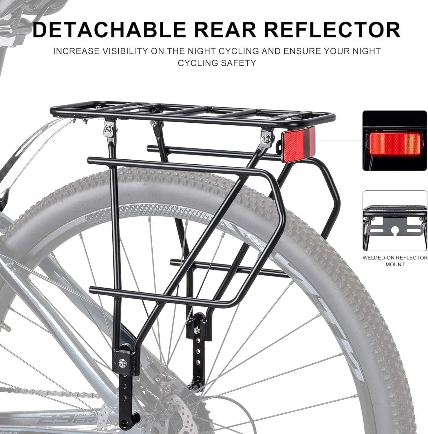 CXWXC Rear Bike Rack with Basket - Bike Cargo Rack for Disc Brake/Non-Disc Brake - Image 4