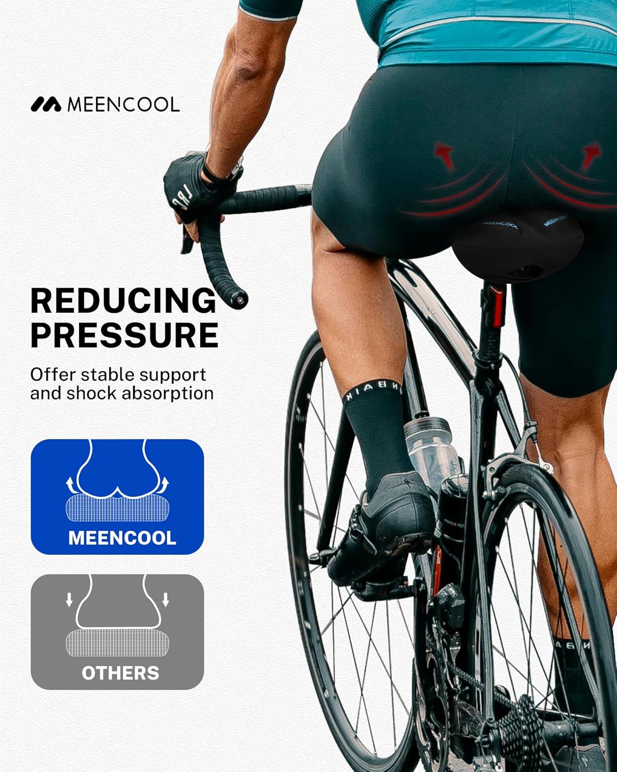 MEENCOOL Bike Seat Cushion - Gel Padded Bike Seat Cover for Men Women Comfort - Image 5