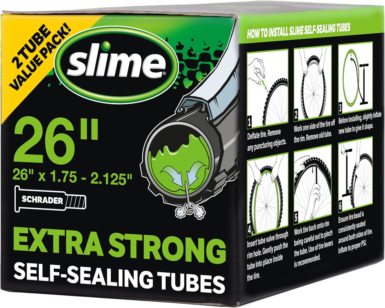 Slime Extra Stong Self-Sealing Tube 26" x 1.75-2.125" Schrader