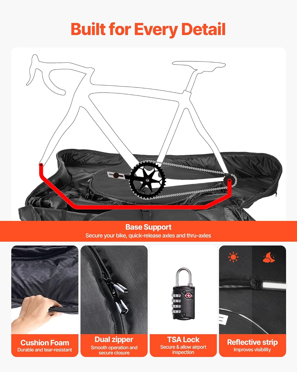 VEVOR Bike Travel Case, Transport Bicycle Storage Carry Bag, Bicycle Travel Bag - Image 5