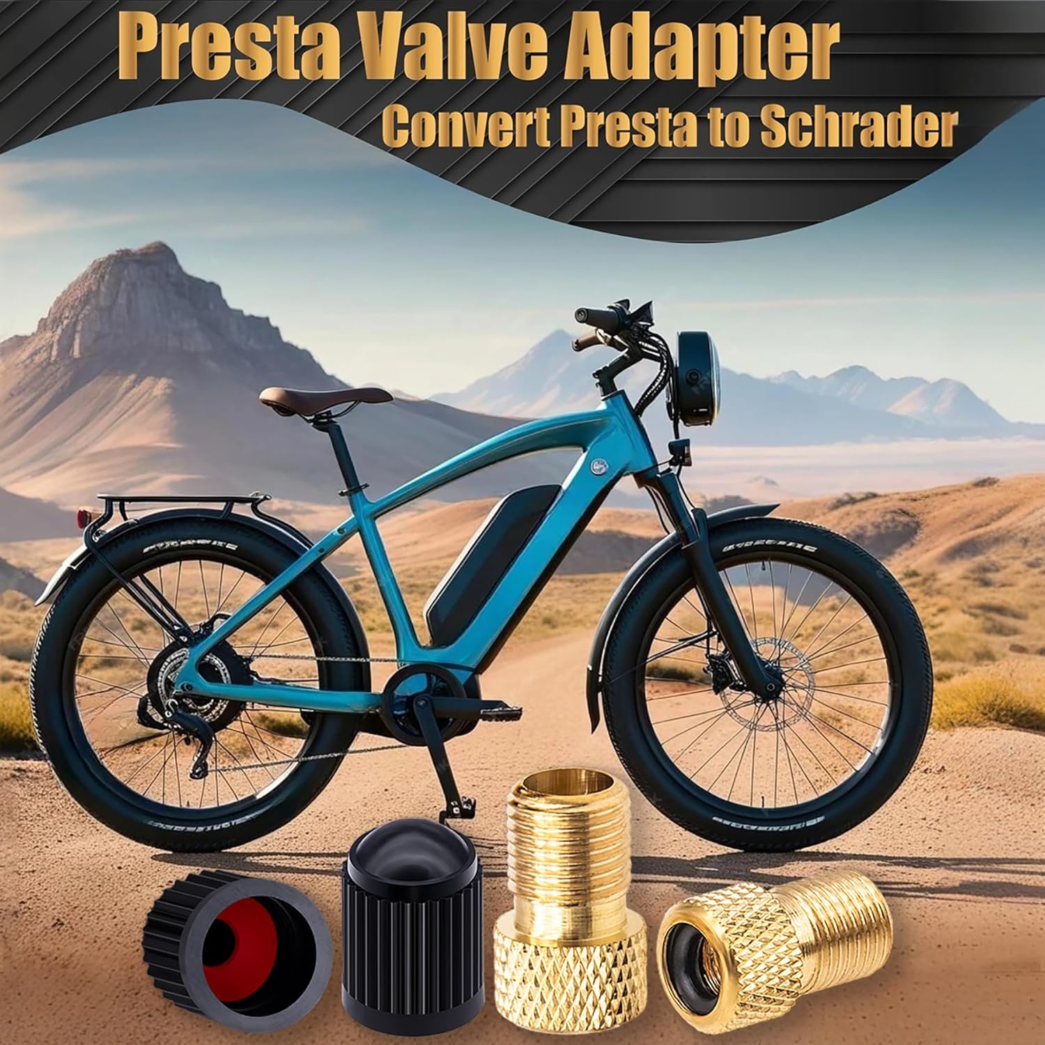 2PCS Brass Presta Valve Adapter, Convert Presta to Schrader Adaptor, Inflate - Image 4