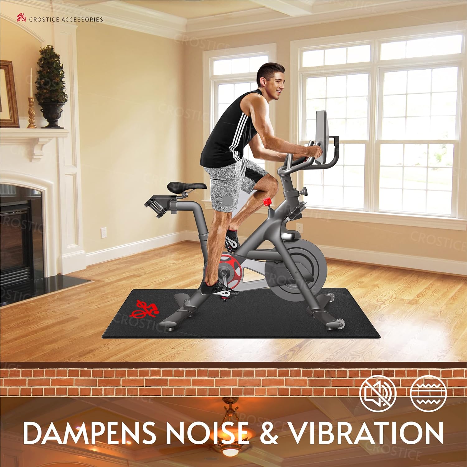 Bike Trainer Mat Compatible with Peloton Bike, for Treadmill & Row, THK 6mm - Image 3