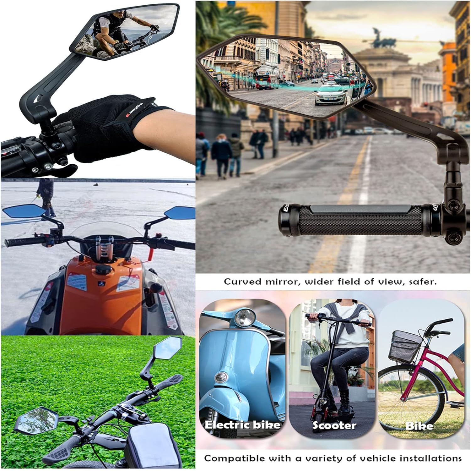 Bike Mirror 1Pair NEW Handlebar Bicycle Mirror, HD 360° Adjustable Wide Angle - Image 6