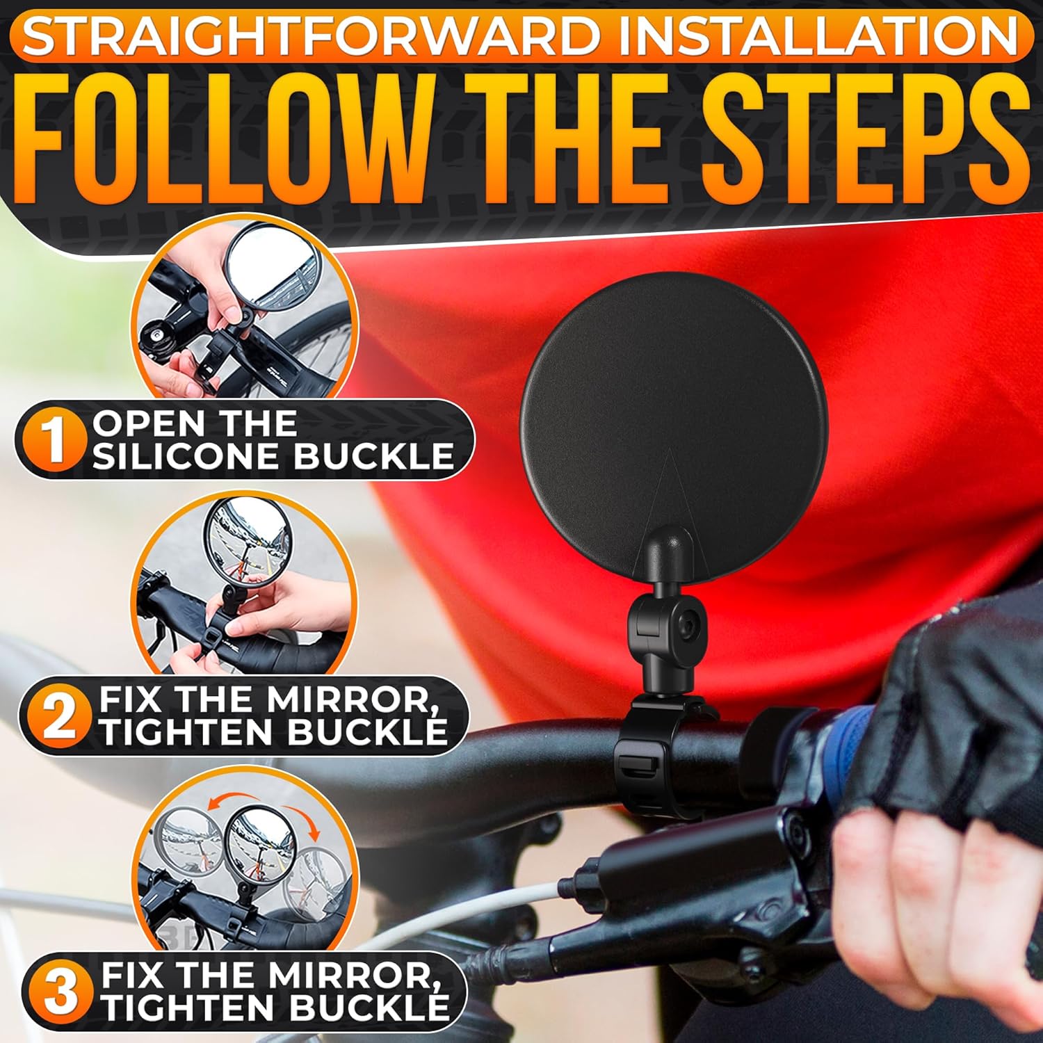 Bike Mirror Handlebar Mount – Clear & 360° Adjustable View, Secure - Image 5