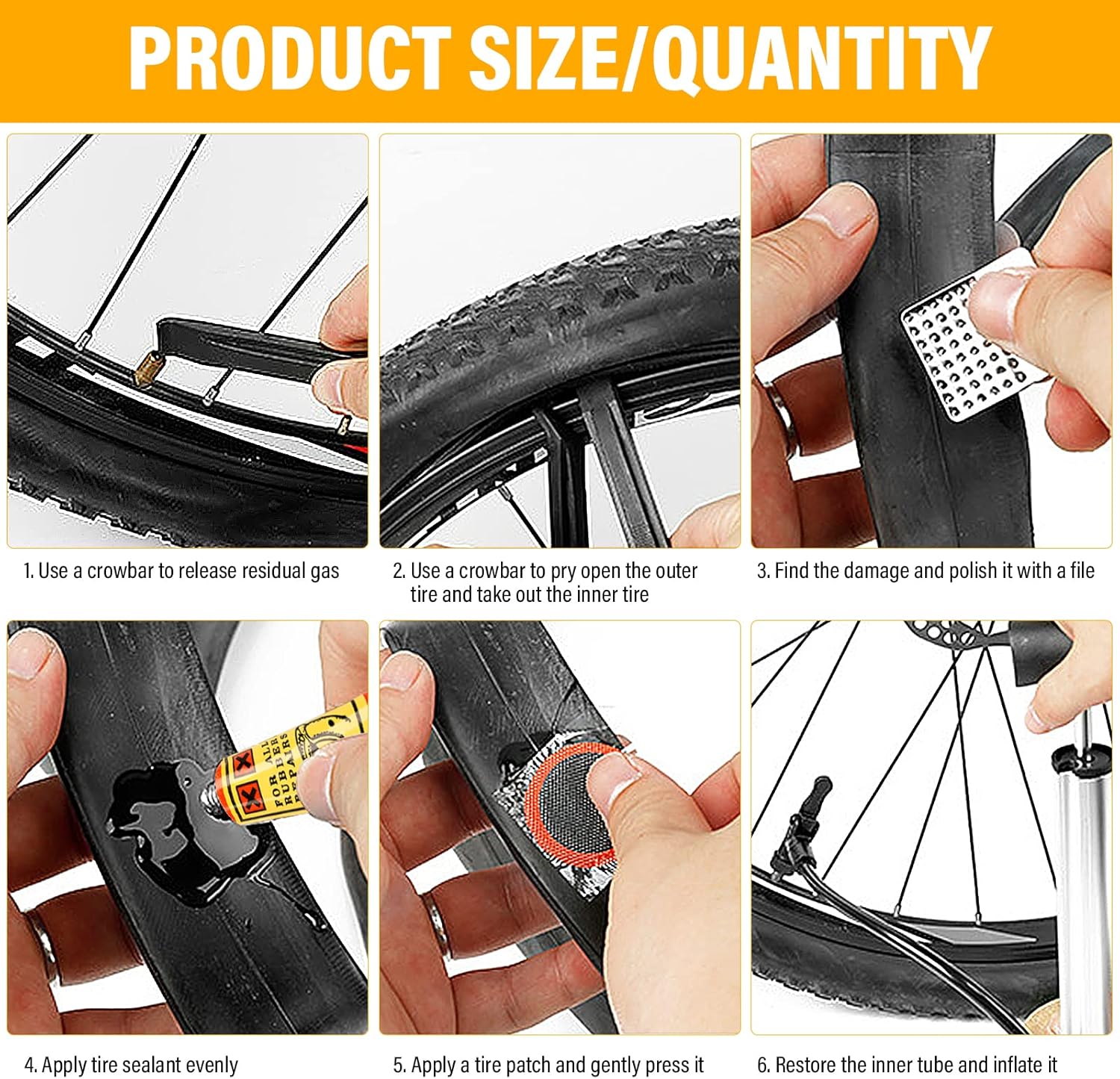 34pcs Bike Tire Repair Kit Bicycle Inner Tube Puncture Patches - Image 6
