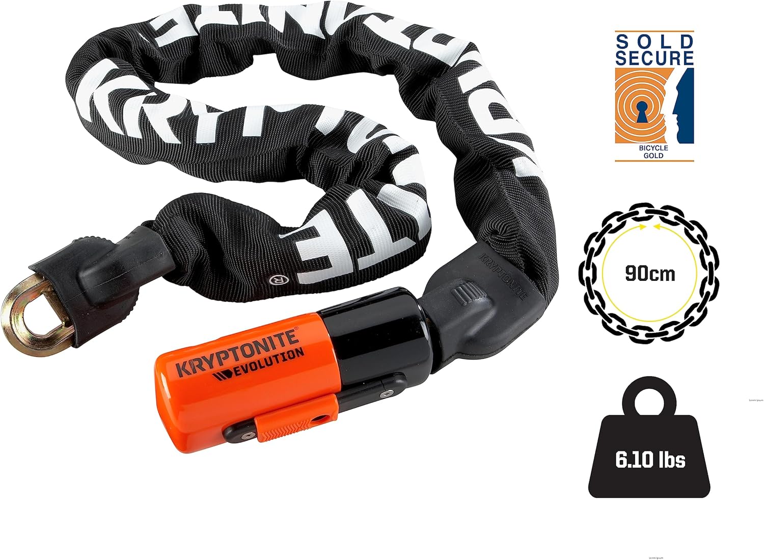 Kryptonite Evolution 1090 Bike Chain Lock, 3 Feet Long 10mm Steel Chain Heavy - Image 3