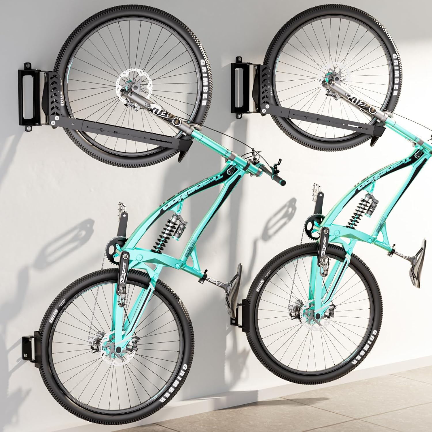 2-Pack Swivel Bike Rack Wall Mount, Bike Hangers for Garage, Space-Saving