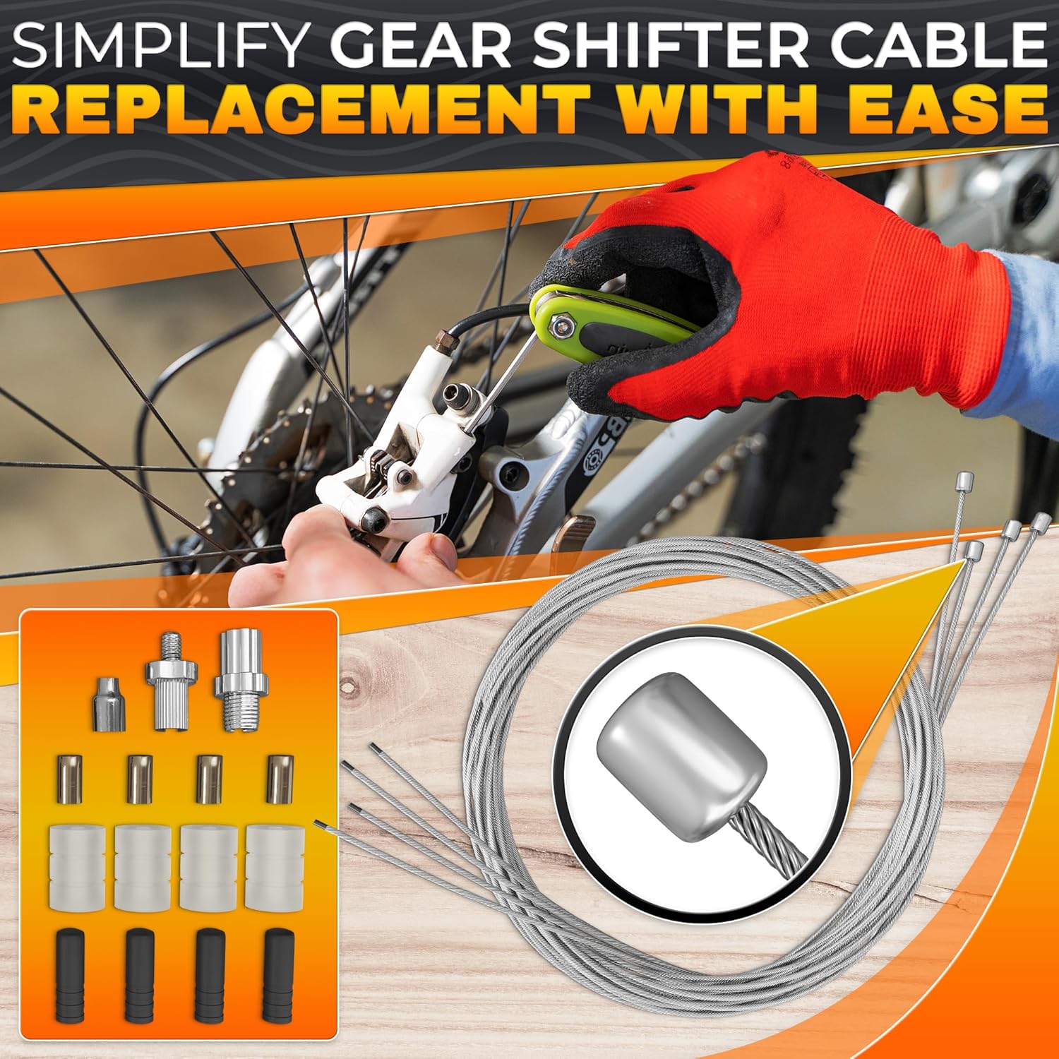 4 Pcs Bike Shifter Cable & 4 Pcs Bike Brake Cable Kit - Durable MTB Set - Image 8