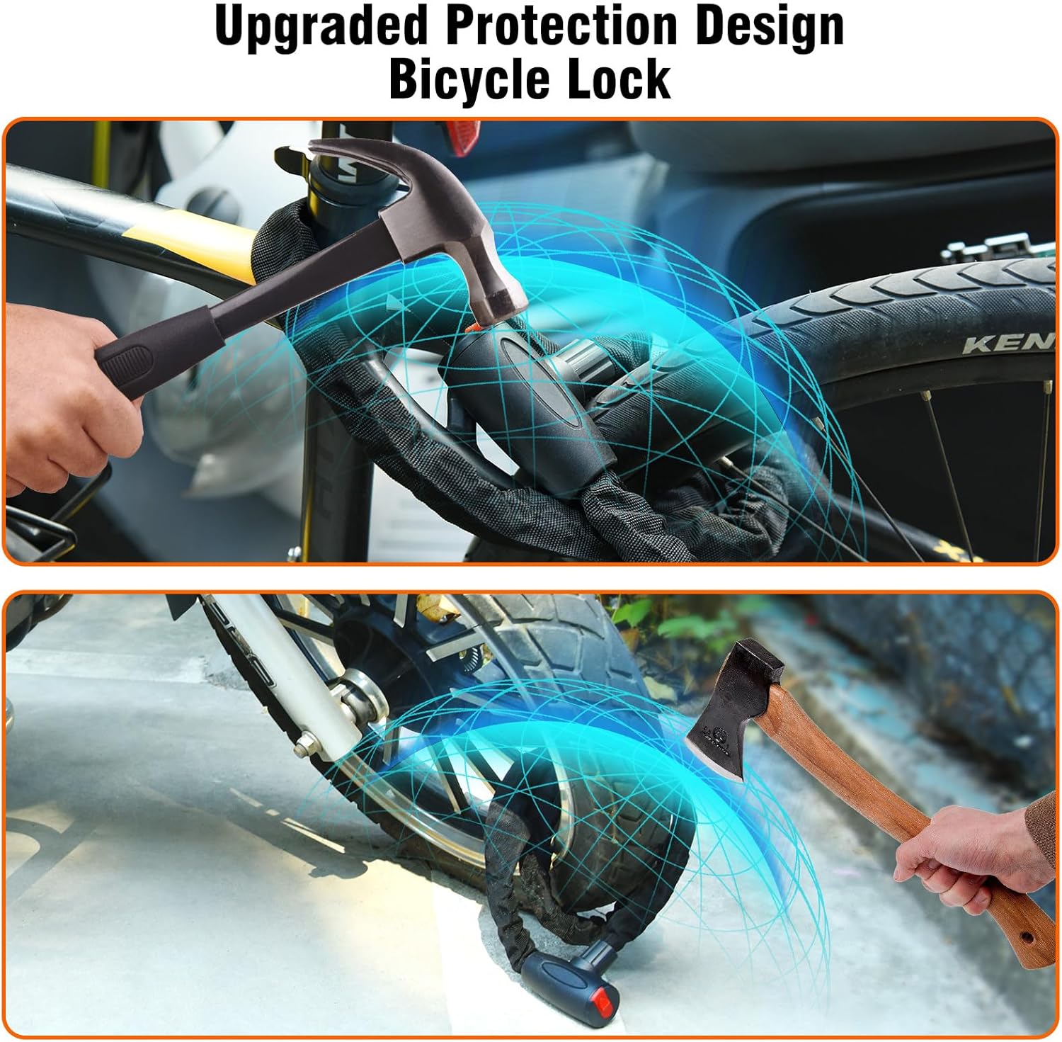 Bike Lock, Heavy Duty Bicycle Chain Lock - 4ft Length (120cm), Cut Proof Anti - Image 4