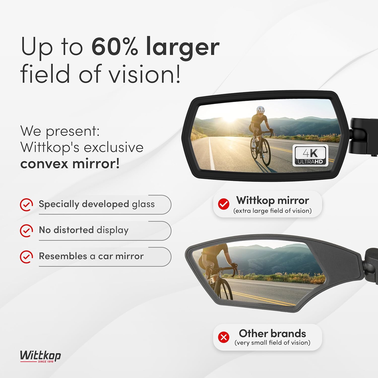 WITTKOP Bike mirror | Large HD field of vision | 360° rotatable & foldable - Image 4