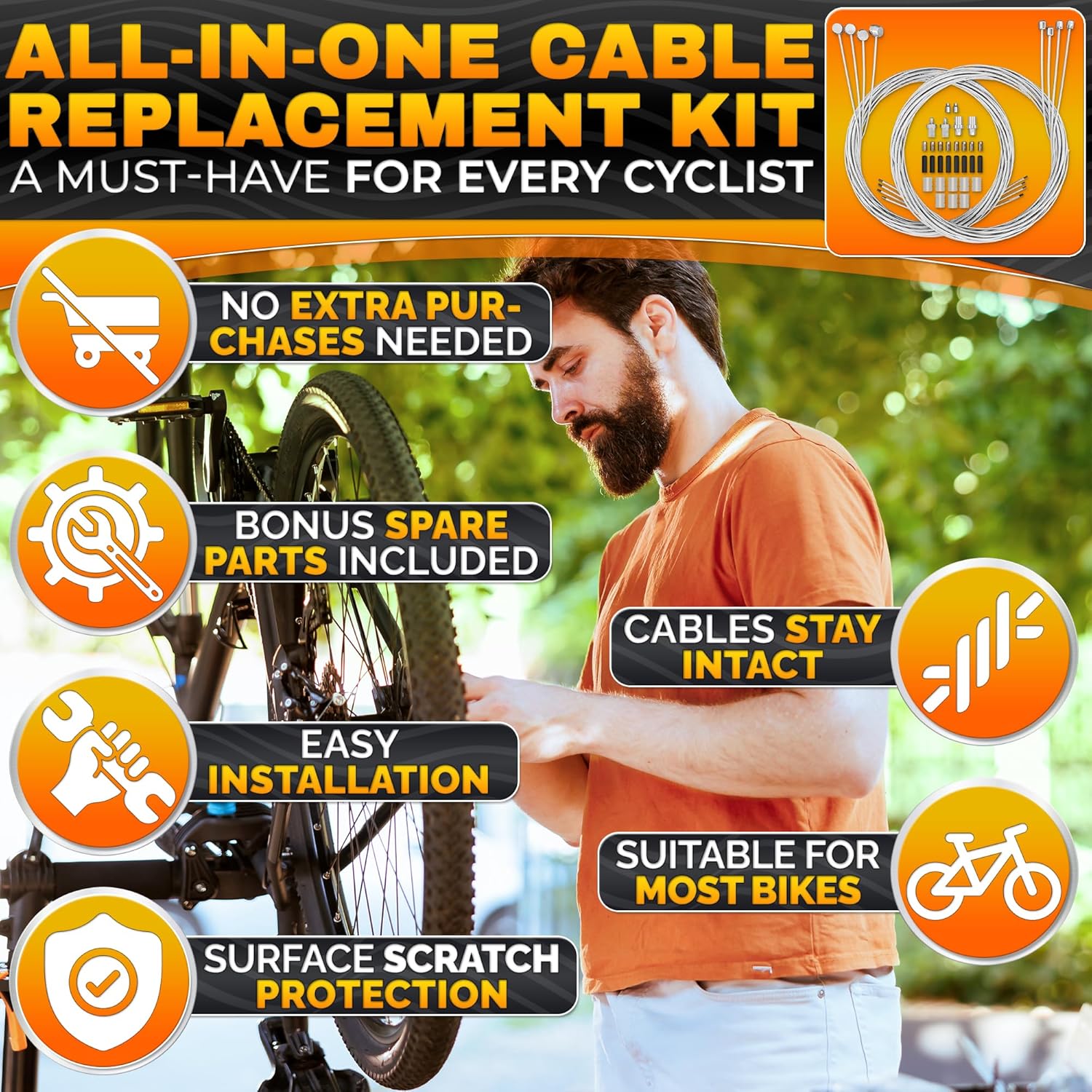 4 Pcs Bike Shifter Cable & 4 Pcs Bike Brake Cable Kit - Durable MTB Set - Image 5