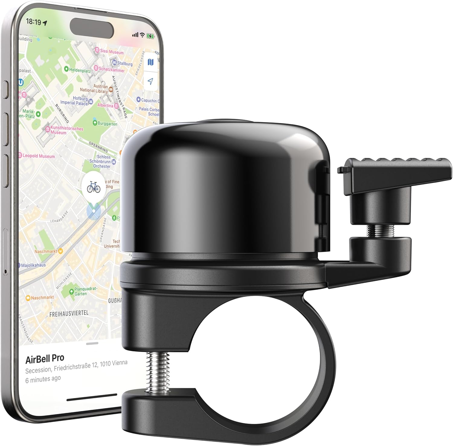 AirBell Pro Bicycle Bell with Integrated Tracker for Apple Find My Network