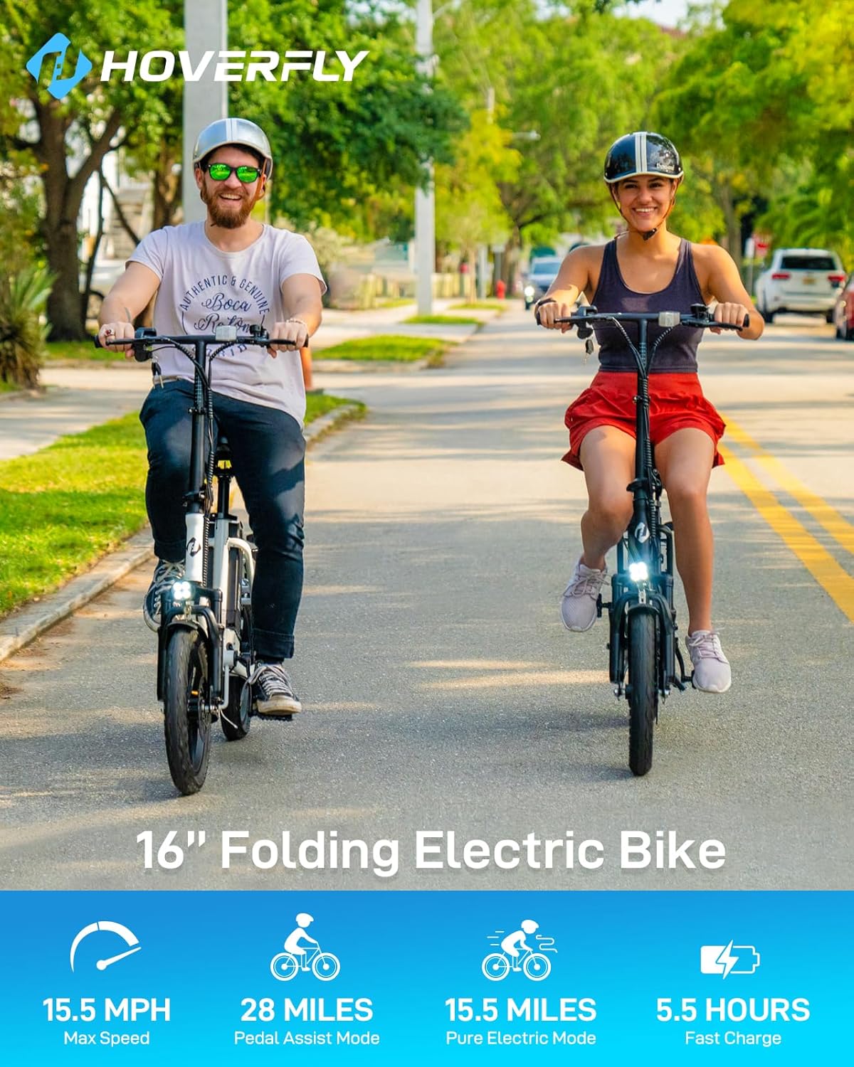 HOVERFLY H3 16" Electric Bike, Max 28Miles Range(Pedal-Assist) Folding E-Bike - Image 2